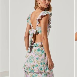 ASTR the label LYSETTE FLORAL RUFFLE CUTOUT MAXI DRESS